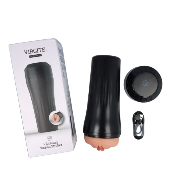 MASTURBADOR M2 VIBRADOR VAGINA USB FLESH VIRGITÉ NEGRO/CARNE     RF:VC34143 - Imagen 2