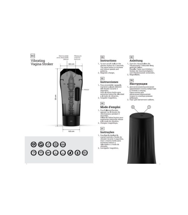 MASTURBADOR M2 VIBRADOR VAGINA USB FLESH VIRGITÉ NEGRO/CARNE     RF:VC34143 - Imagen 9