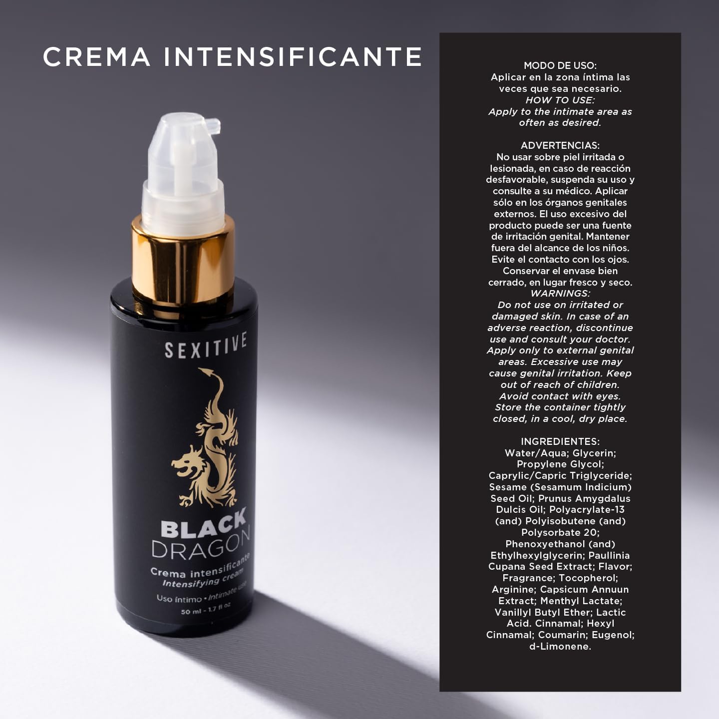 CREMA intensificante BLACK DRAGON - 50ml - PAREJAS RF:VC70505 - Imagen 4