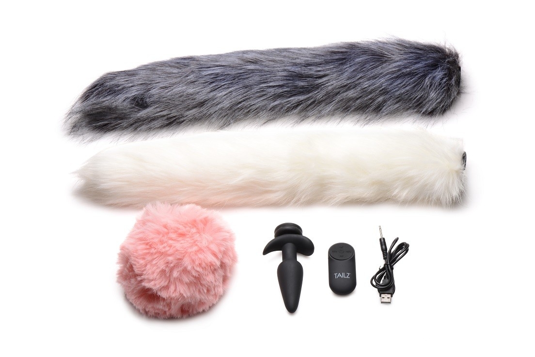 TAILZ BUTT PLUG VIBRADOR C/ MANDO C. REMOTO 3 COLAS DIFERENTES RF: VC61292 - Imagen 3
