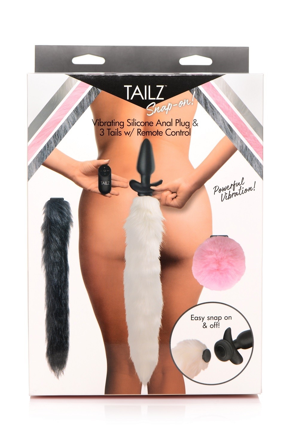 TAILZ BUTT PLUG VIBRADOR C/ MANDO C. REMOTO 3 COLAS DIFERENTES RF: VC61292
